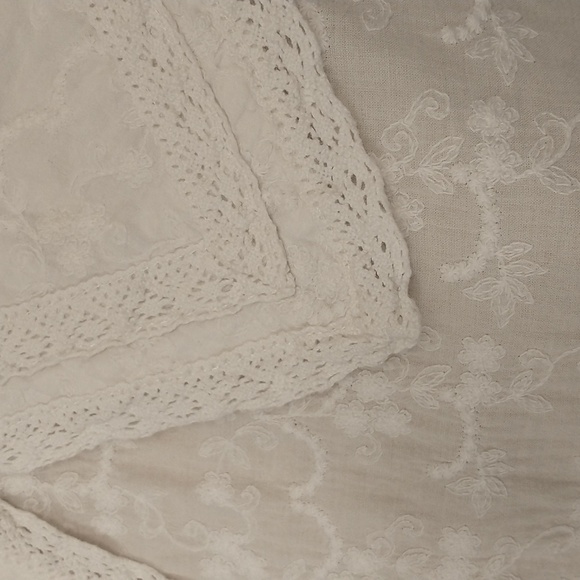 Cottagecore Romantic Feminine White Cotton Blouse Wide Peter Pan Collar NWT - Picture 2 of 10